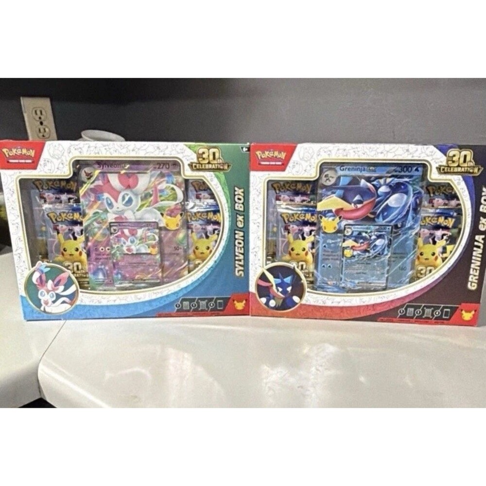 Pokémon TCG 30th Anniversary 2 Box Lot Sylveon EX& Greninja EX Promo Oversized